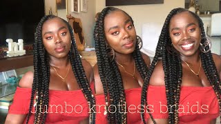 First Try at Jumbo Knotless Braids| Aquatex RUWA 3x Xpressions by sensationnel