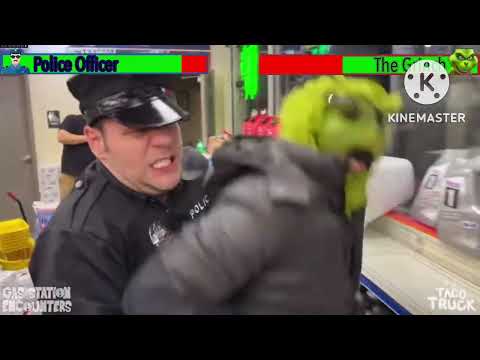Police Officer VS. The Grinch Fight Scene Gets Cauget Gas Sholifting Christmas With Healthbars 🎄🔥