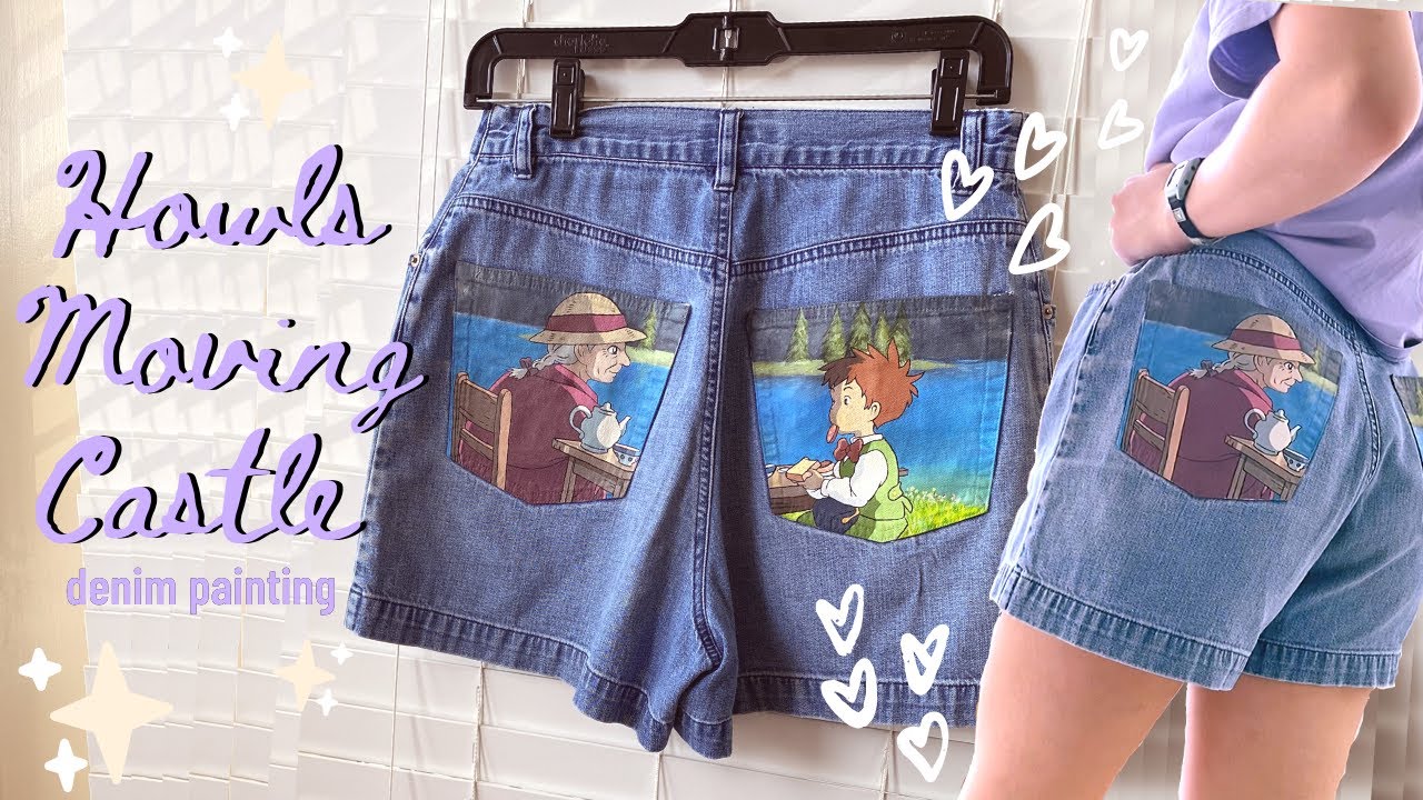 studio ghibli inspired denim painting 