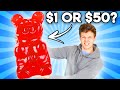 Can You Guess The Price Of These GIANT GUMMY FOODS!? (Zero Budget GAME)