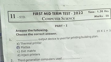 11th Computer Science First Midterm Exam 2022 Question and Answer key
