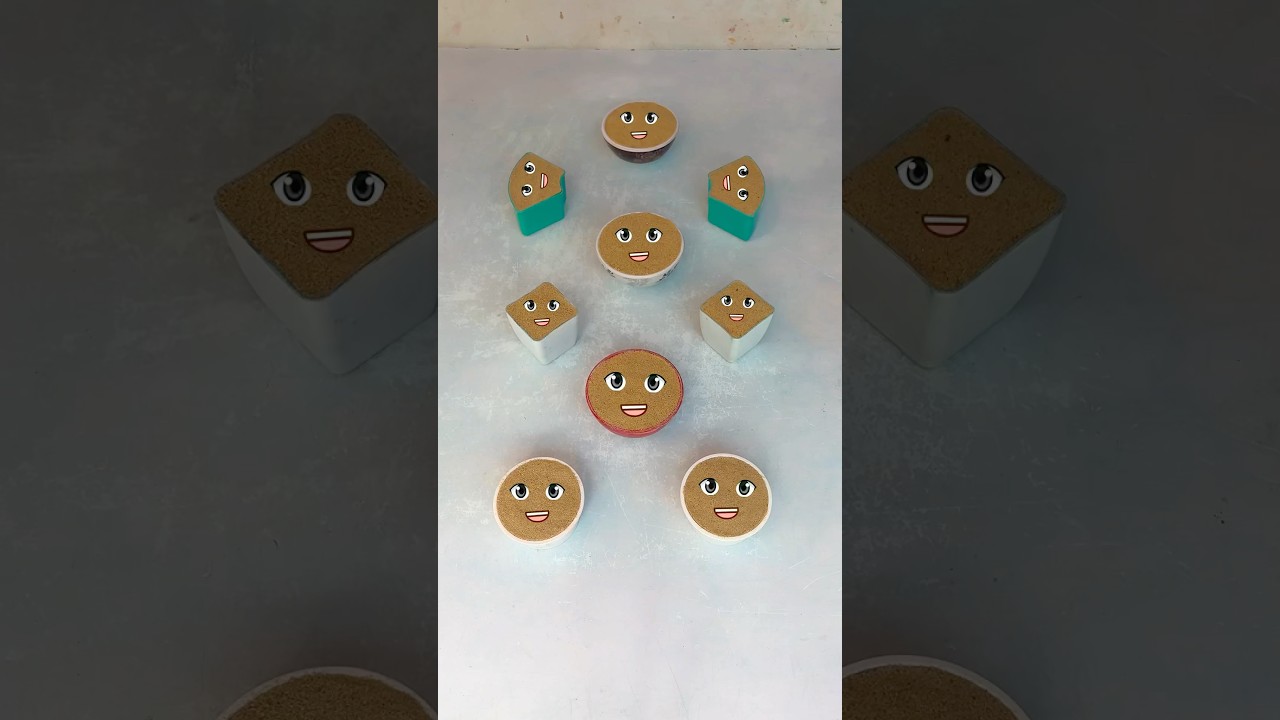 Oddly Satisfying Kinetic Sand Faces Crushing | Cute Shape Sand ASMR 