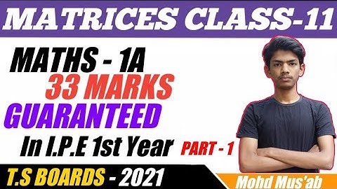 INTRODUCING VIDEO FOR MATRICES 33 MARKS TS IPE CLASS 11 #2021#class11#matrices#33Marks