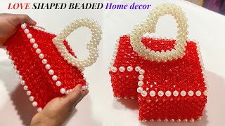 HOW TO MAKE A BEADED BAG/HOW TO MAKE A LOVE SHAPED BEADED BAG/HOW TO MAKE A BEADED LOVE BAG/DIY BEAD