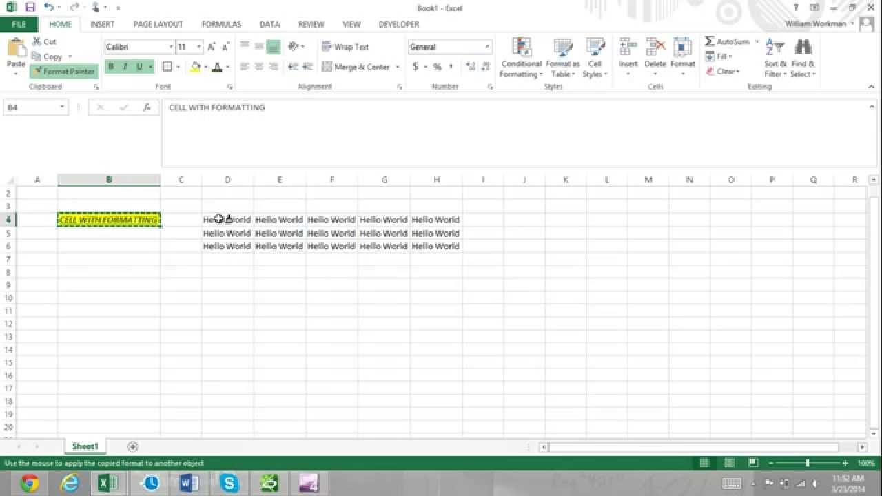 Excel For Noobs Part 47: How to Use Format Painter in Excel 2016 Tutorial Excel 2013 - YouTube