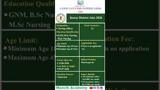 Korea District Recruitment 2026 🔥 | Nursing Officer Vacancy | NHM Chhattisgarh Jobs 🚨