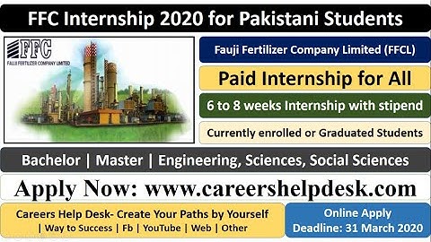 FFC Latest Apprenticeship Program 2020 Fauji Fertilizer Company Apprenticeship Program Latest 2020