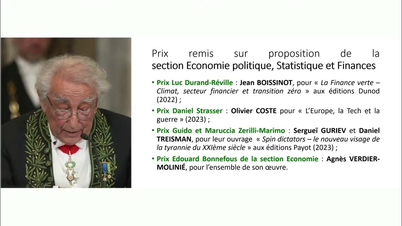 Remise du prix Édouard Bonnefous de la section Economie à Agnès Verdier