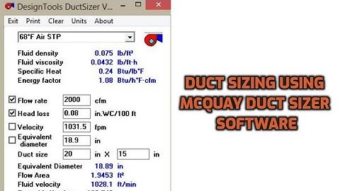 Duct sizing calculation mcquay duct sizer software as per SMACNA standards, ductulator