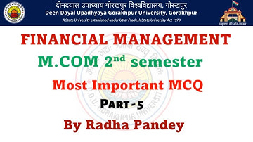 Financial Management M.COM 2nd sem Most Important Questions Descriptive and MCQ  By Radha Pandey