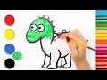 Как нарисовать красочного динозавра | узнать цвета | учить животных | учить русский и английский