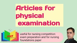 Articles used for physical examination//Articles for physical examination @anandsnursingfiles