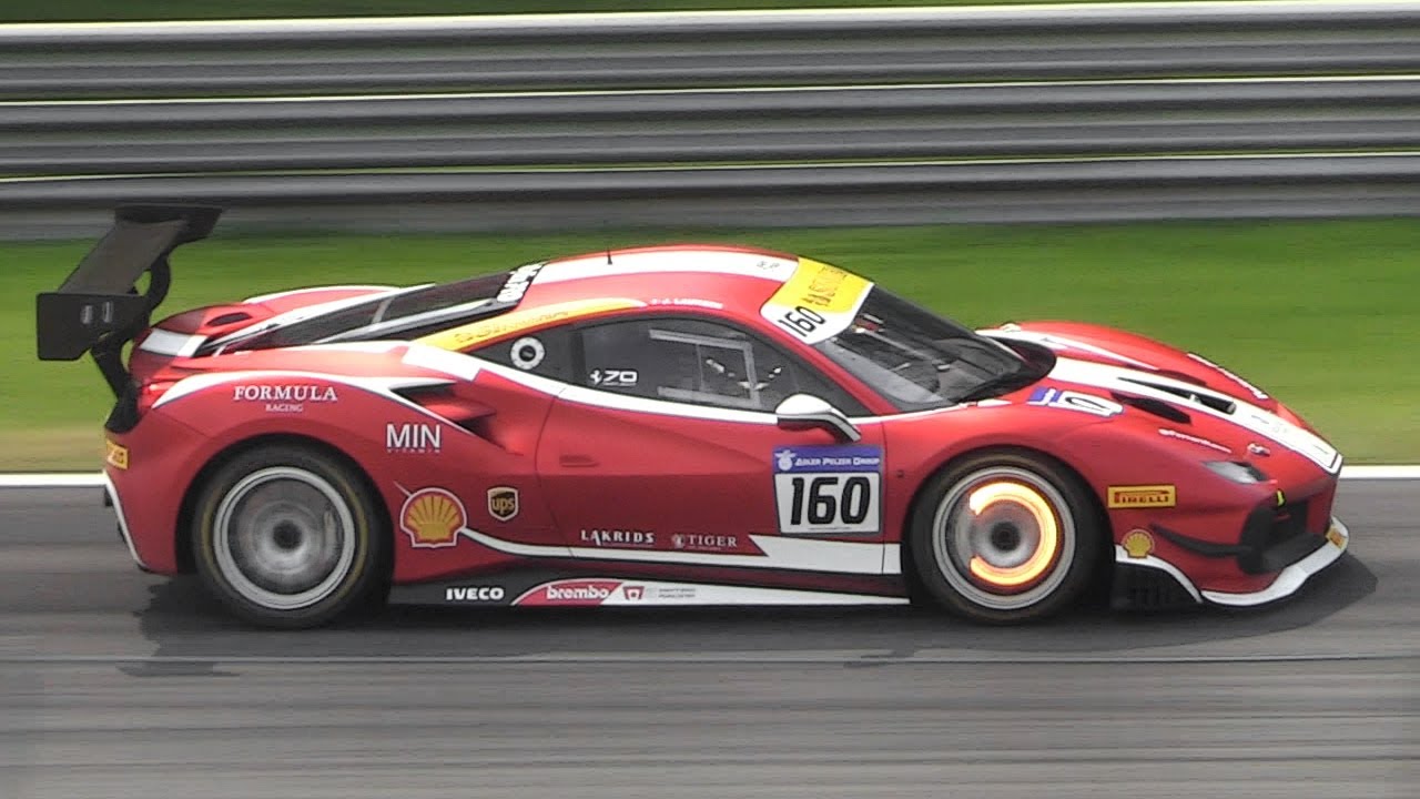 Ferrari 488 Challenge Sound Hot Brake Discs Accelerations Fly Bys
