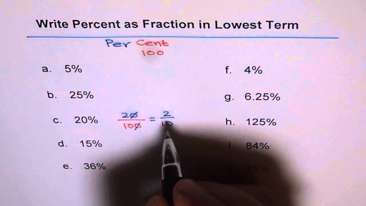 How do i write a percent as a fraction