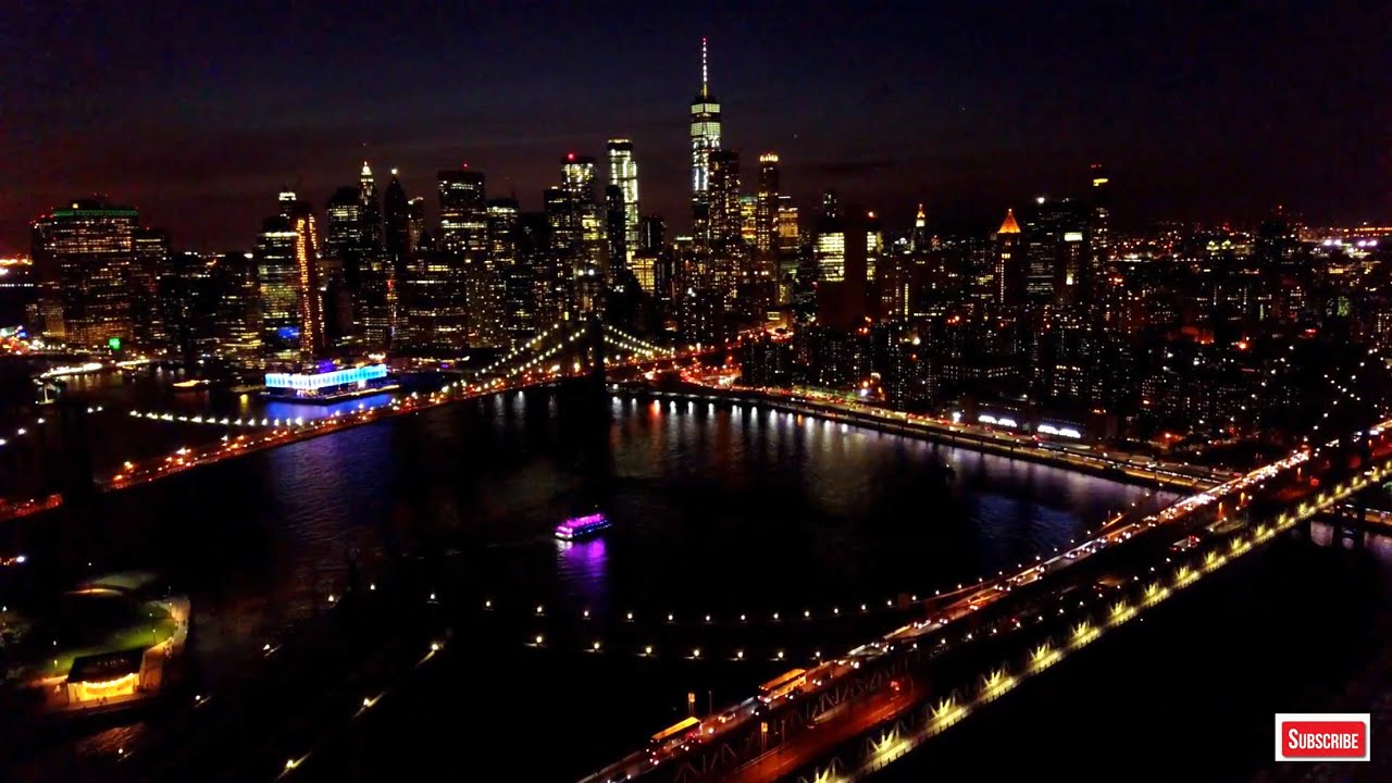 New York City Skyline At Night Hd 4k Wallpaper Screensaver Edition Aerial Landscapes Youtube