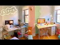 Colorful Office Makeover • IKEA table flip, Declutter, Easy wall mural, Pastel dream 🌟