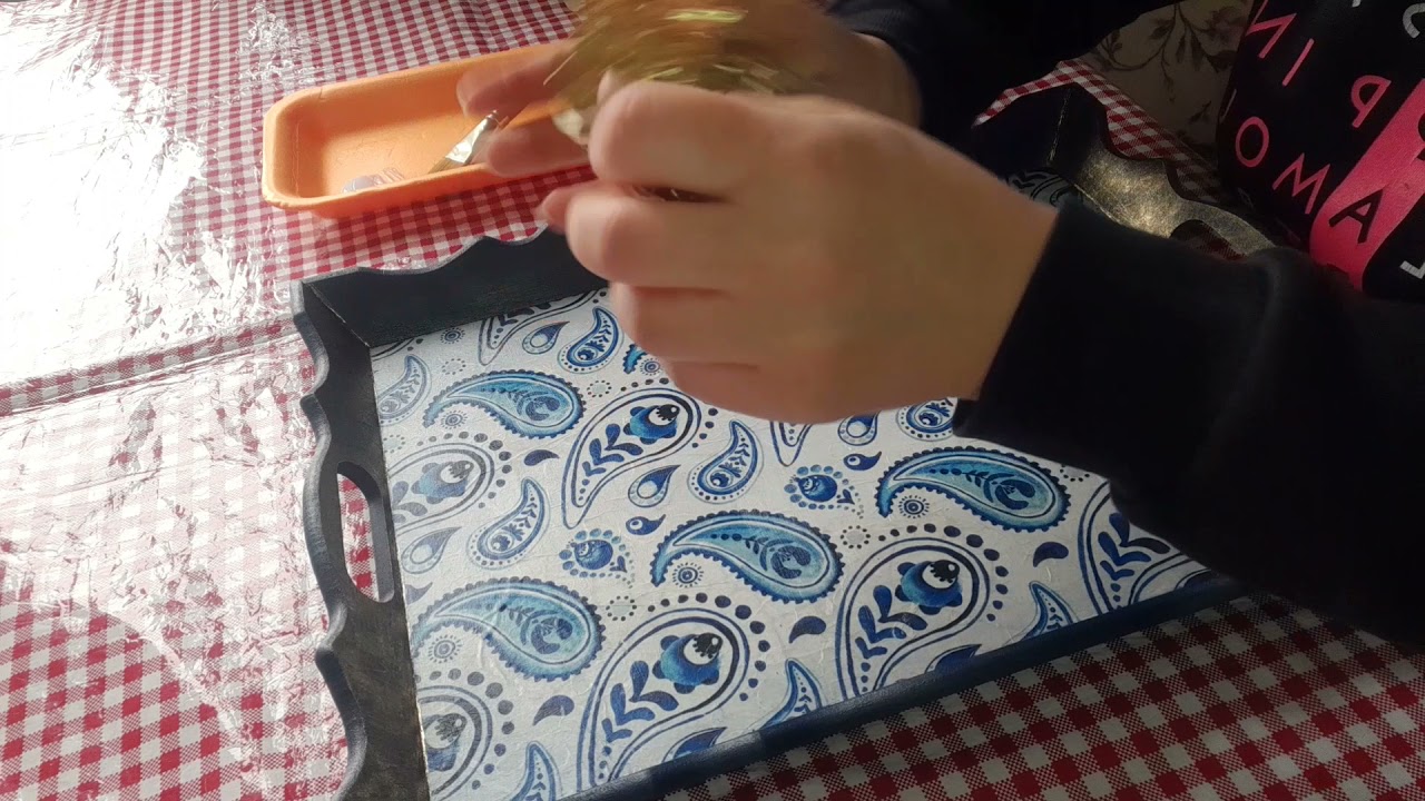 ahşap tepsi boyama pirinç dekopaj @cadencecraft