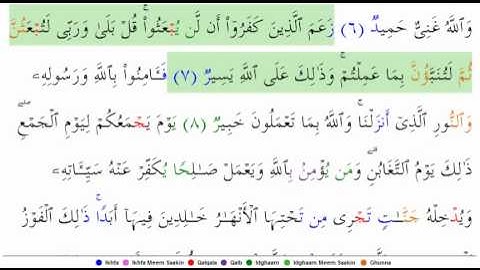 64 Surat At-Taghabun (Arabic: سورة التغابن‎) (Mutual Disillusion, Haggling)