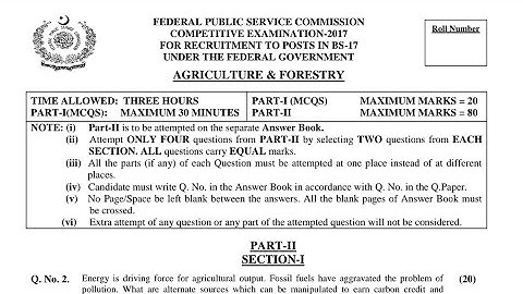 CSS PAST PAPERS - 2017 - AGRICULTURE - OPTIONALLY SUBJECT  (GROUP 5)