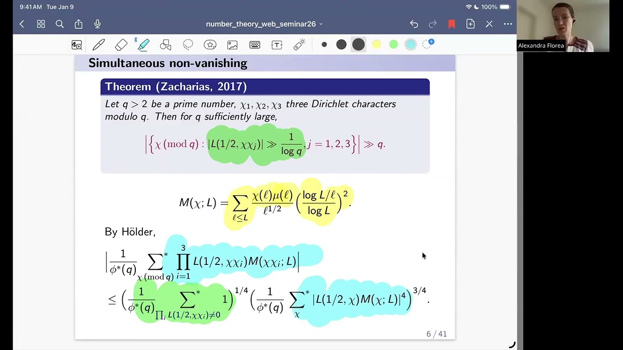 Thumbnail for Alexandra Florea: Simultaneous non-vanishing of L-functions at the central point (NTWS 295)