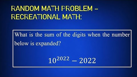 Random Math Problem: Recreational Math
