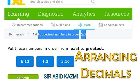 Putting Decimals in order | IXL Skill (QV2) |SirAbid Kazmi | QBHS