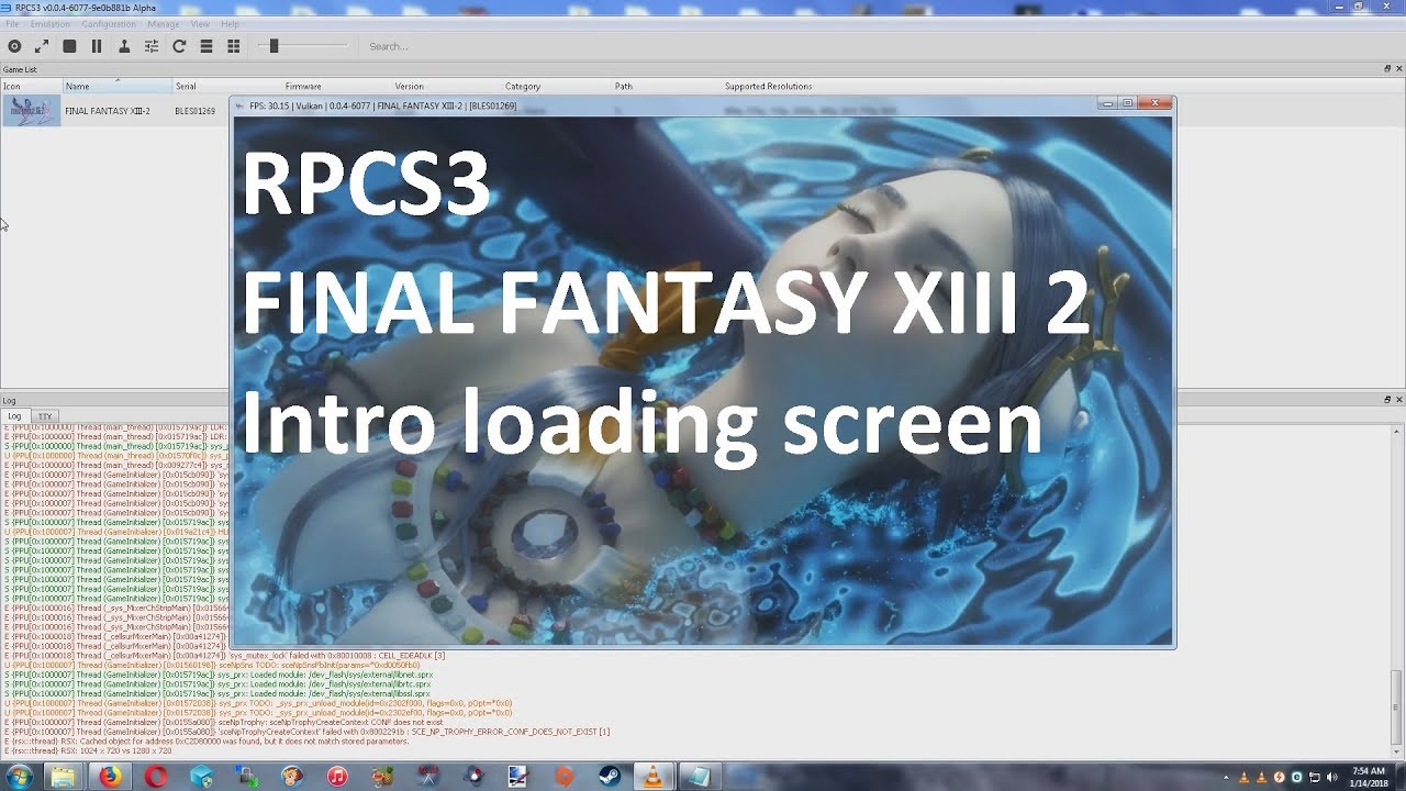 RPCS3 PS3 Emulator FINAL FANTASY XIII-2 intro game menu loading screen ...
