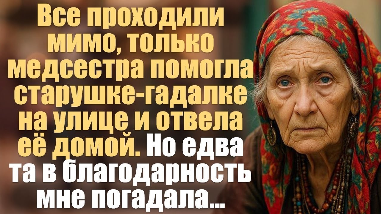 Все проходили мимо, только медсестра помогла старушке-гадалке на улице и отвела её домой..