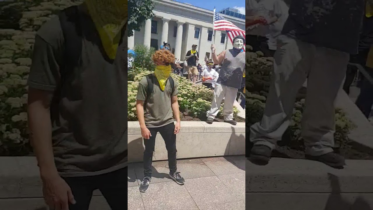 Columbus Ohio racists event Proud Boys Neo Nazis w BLM + Boogaloo Boys