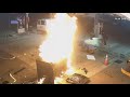 SUV plows through gas pump causing an explosion