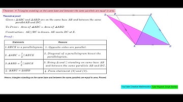 Theorem:4 Area of triangle is equal to triangle#GeometryTheoremProof#ModelSolution#SEEMaths#GeoGebra