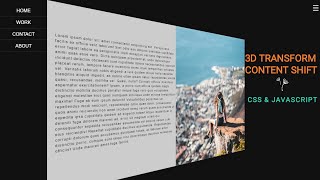 3D Transform Content Shifting using css & Javascript || 3D Transform || Frontend Design