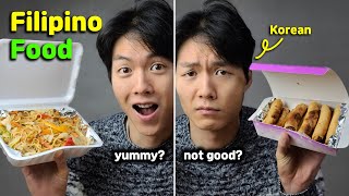 Korean Guys Try Filipino Pancit Canton &amp; Lumpia