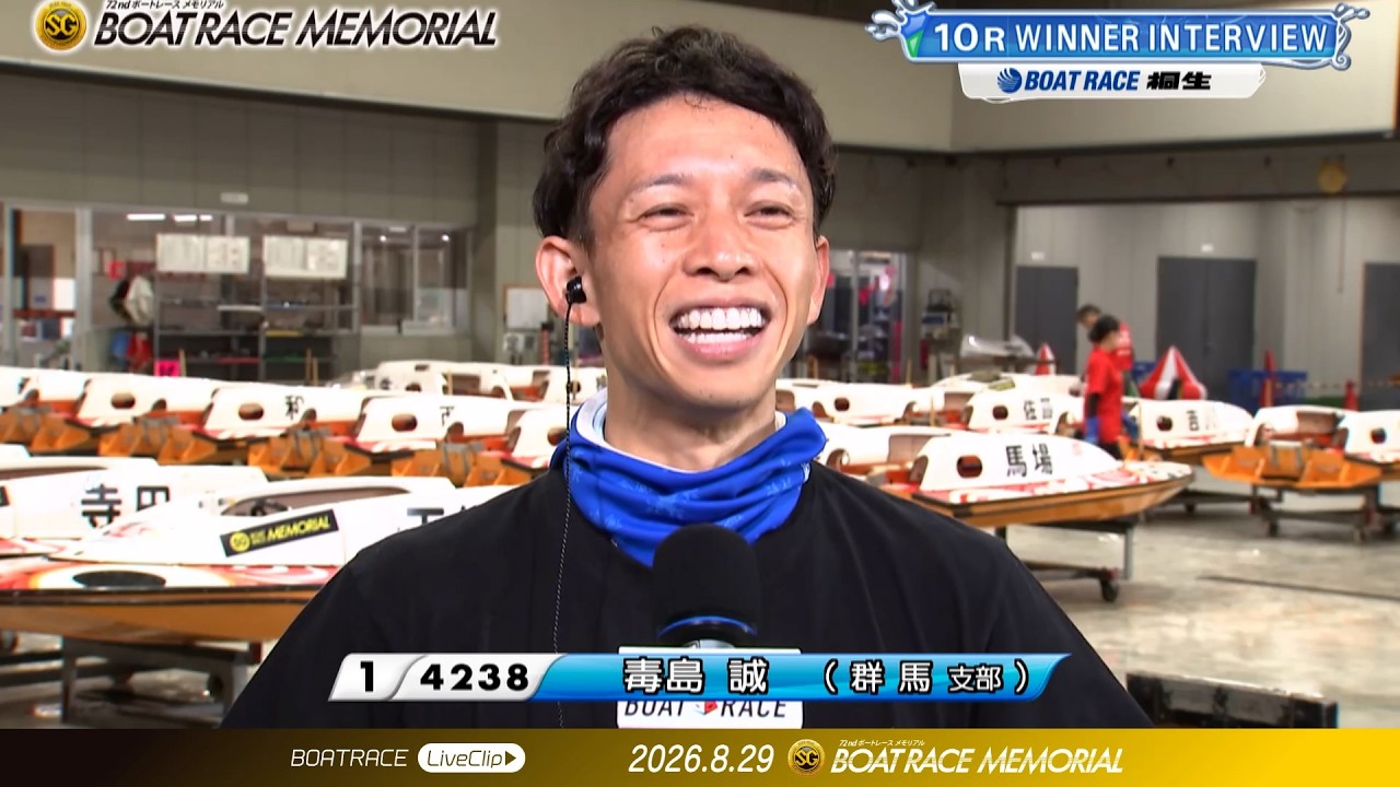5日目】毒島誠 10Rウィナーインタビュー｜桐生SG ボートレース