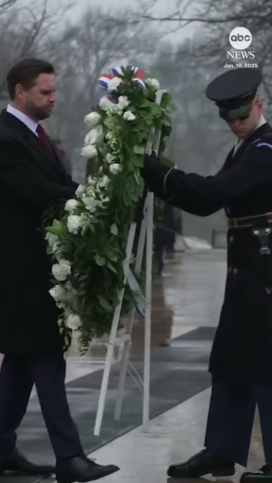 Donald Trump lays a wreath at Arlington National Cemetery ahead of inaugration
