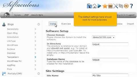 How to install Textpattern from Softaculous