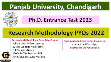 Panjab University PhD Entrance Test Research Methodology PYQs 2022|Research Methodology PYQs|