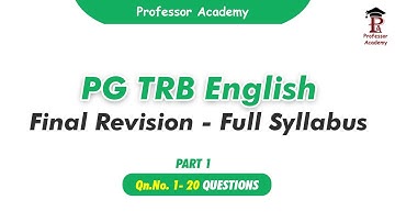 PG TRB English | Revision Test: All 10 Units | Part 1
