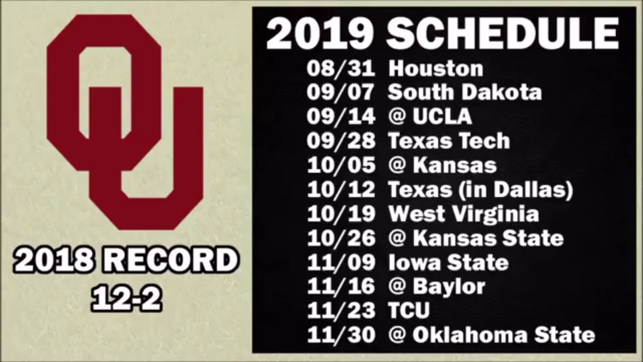 Oklahoma Sooners 2019 Schedule YouTube oklahoma-sooners-2019-schedule-youtube