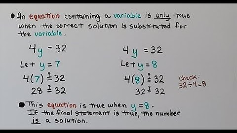 6th Grade Math 11.1c, Writing an Equation and Checking Solutions
