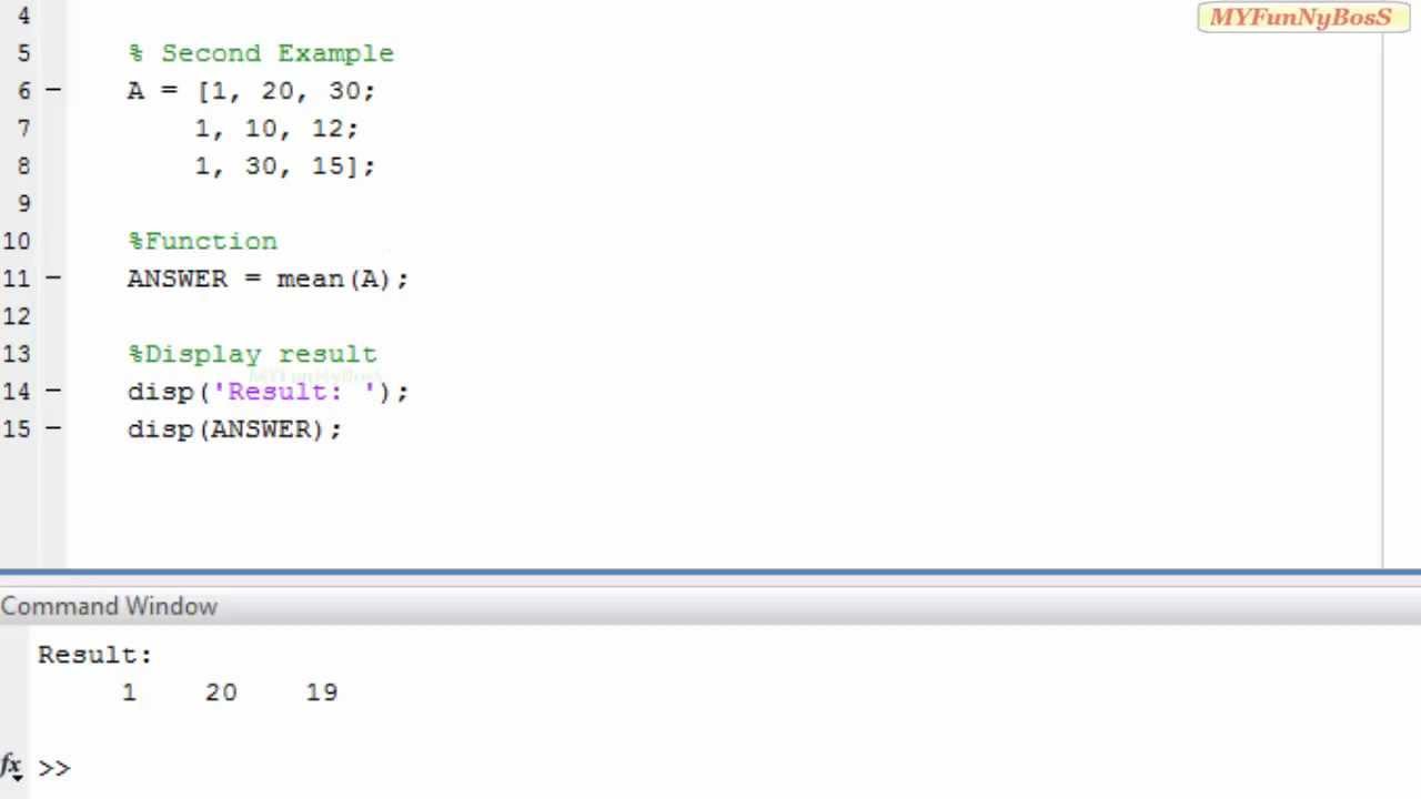 Matlab Function - Mean value-mean( ) - YouTube