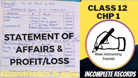 Statement of affairs and P&L a/c explained in tamil | Incomplete Records| 12th std Accountancy|தமிழ்