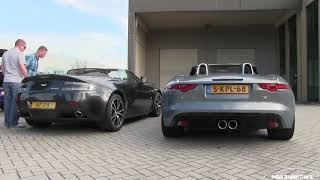 REV BATTLE  Aston Martin V8 Vantage S vs Jaguar F Type V6 S
