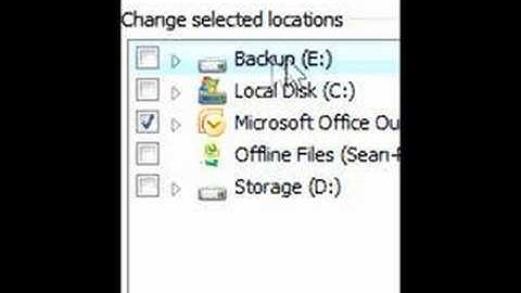 Set index options in Windows Vista