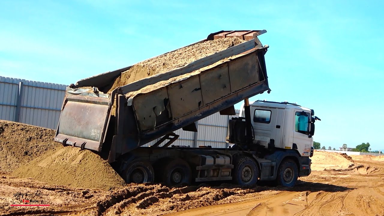 Extreme Power Spreading Dirt Soil Equipment Dumper Trucks YouTube