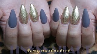 Grey &amp; Gold Glitter Acrylic Overlay