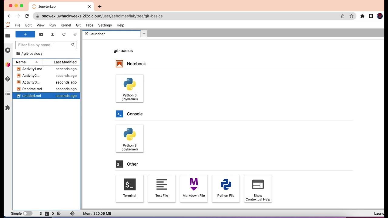 Activity 1. Create a branch and then merge with main jupyterlabgit on
