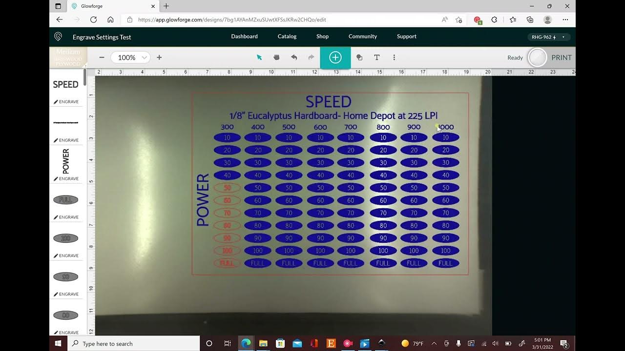 Engrave Settings Test File YouTube