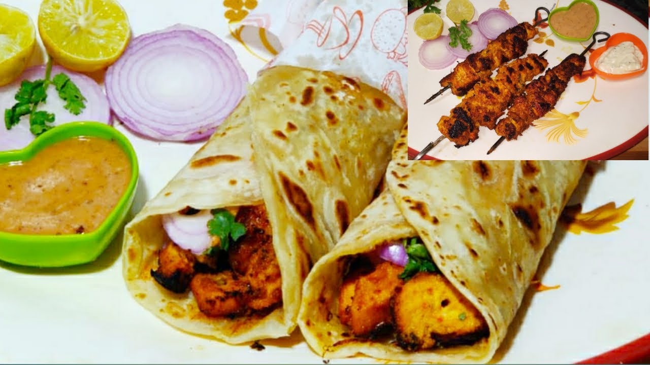Chicken tikka roll banane ki recipe,Tandoori tikka boti roll, paratha