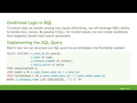 Creating a Flexible SQL Query for Pet Caretaker Services
